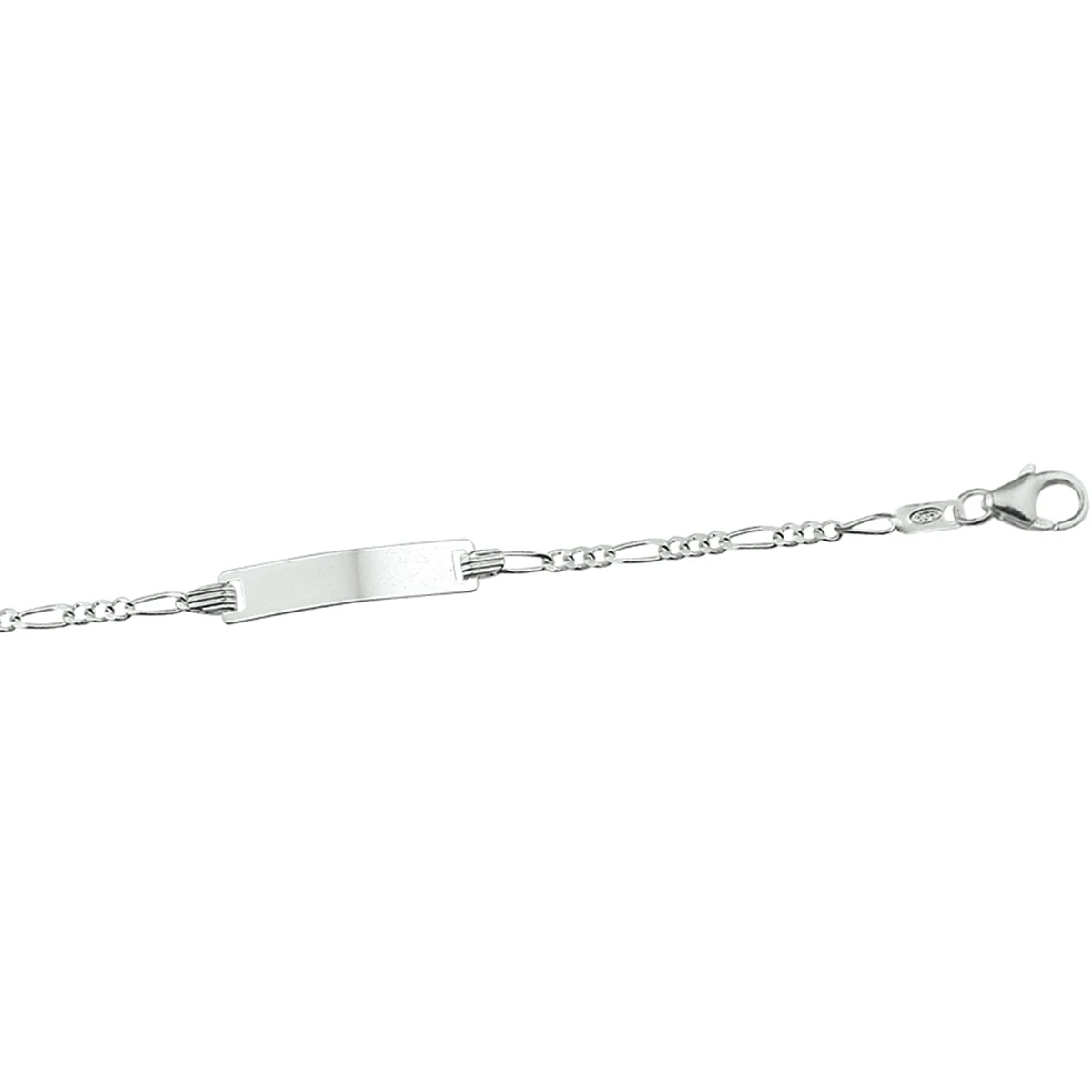 graveerarmband figaro plaat 4,2 mm 9 - 11 cm zilver gerhodineerd