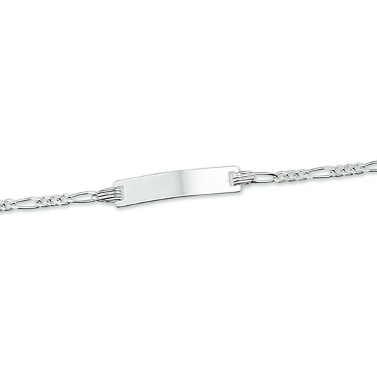 graveerarmband figaro plaat 4,2 mm zilver wit