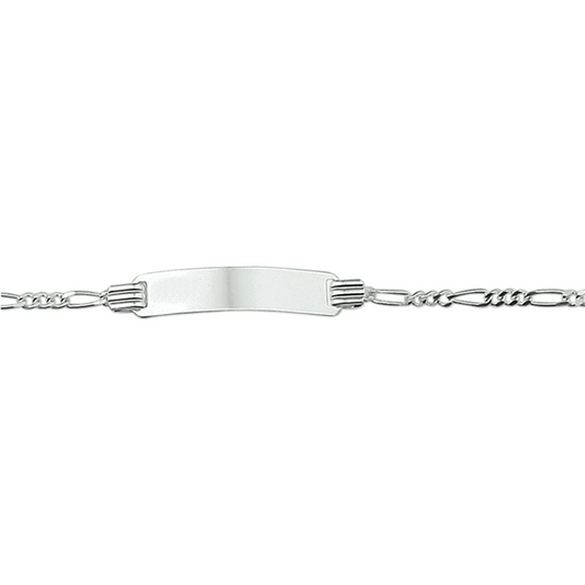 graveerarmband figaro plaat 4,8 mm 13 - 15 cm zilver gerhodineerd