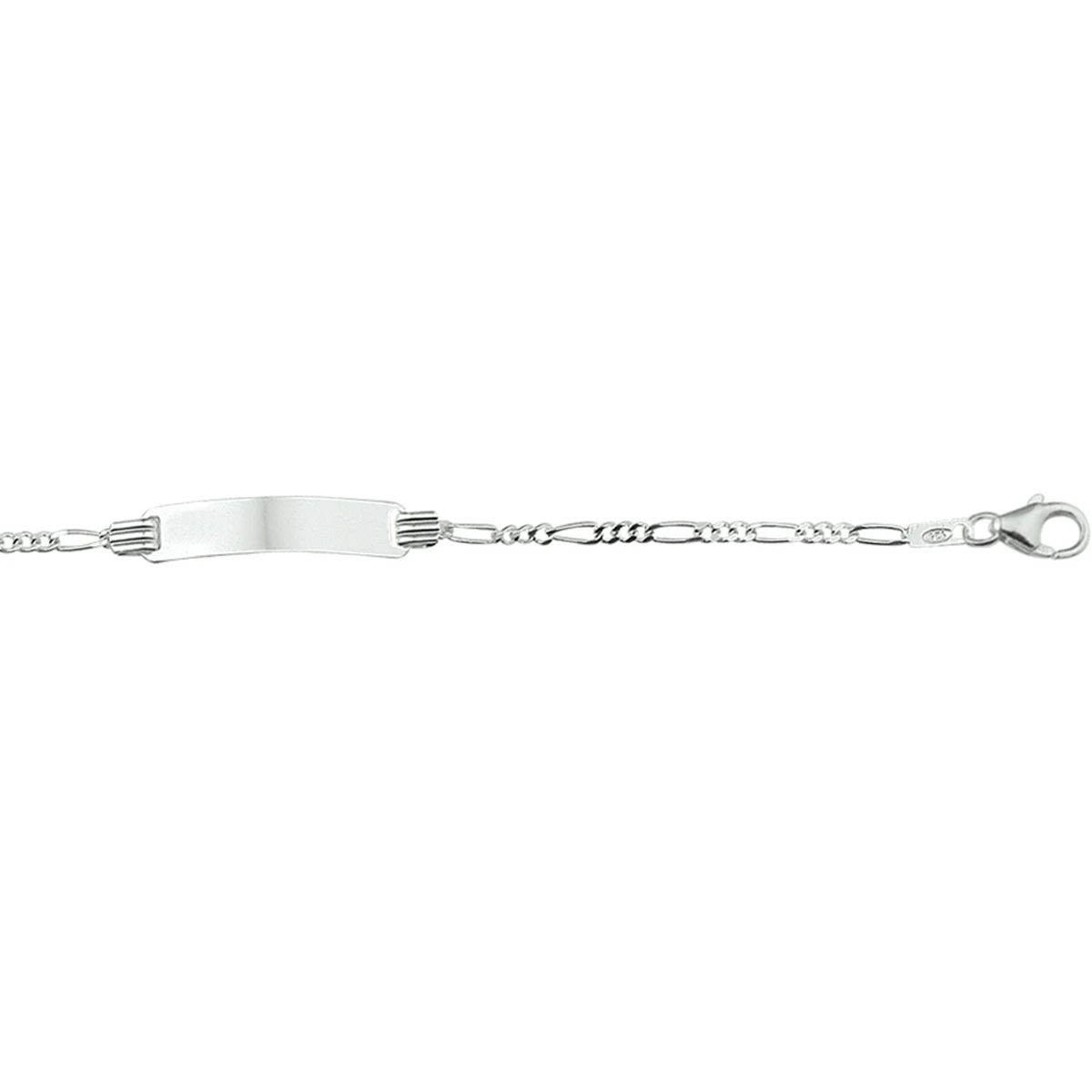 graveerarmband figaro plaat 4,8 mm 13 - 15 cm zilver gerhodineerd