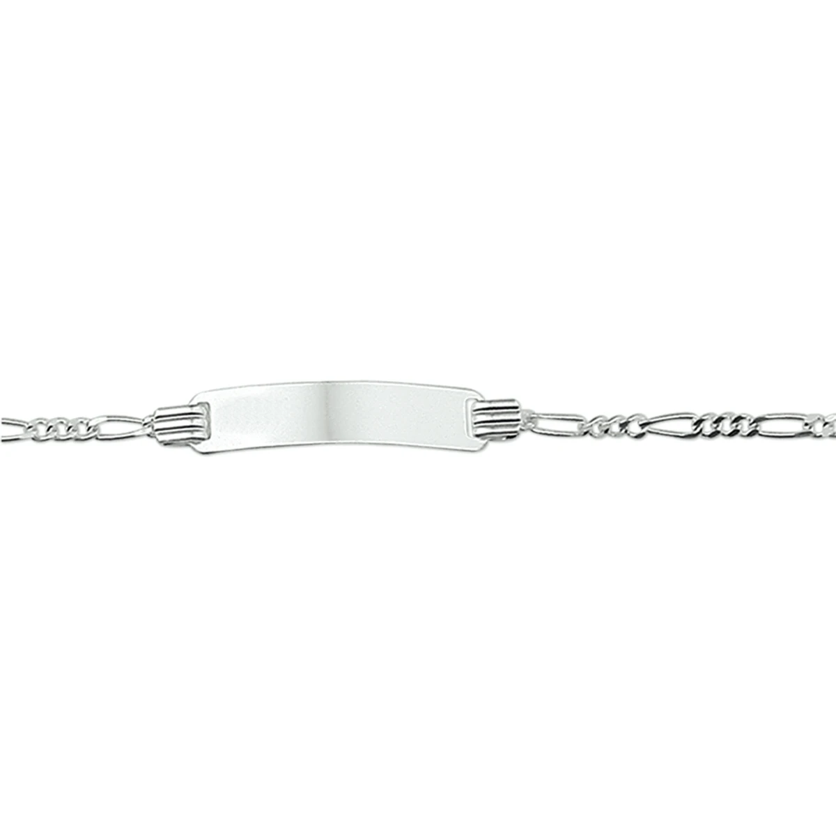 graveerarmband figaro plaat 4,8 mm zilver wit