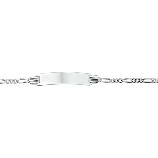 graveerarmband figaro plaat 4,8 mm zilver wit