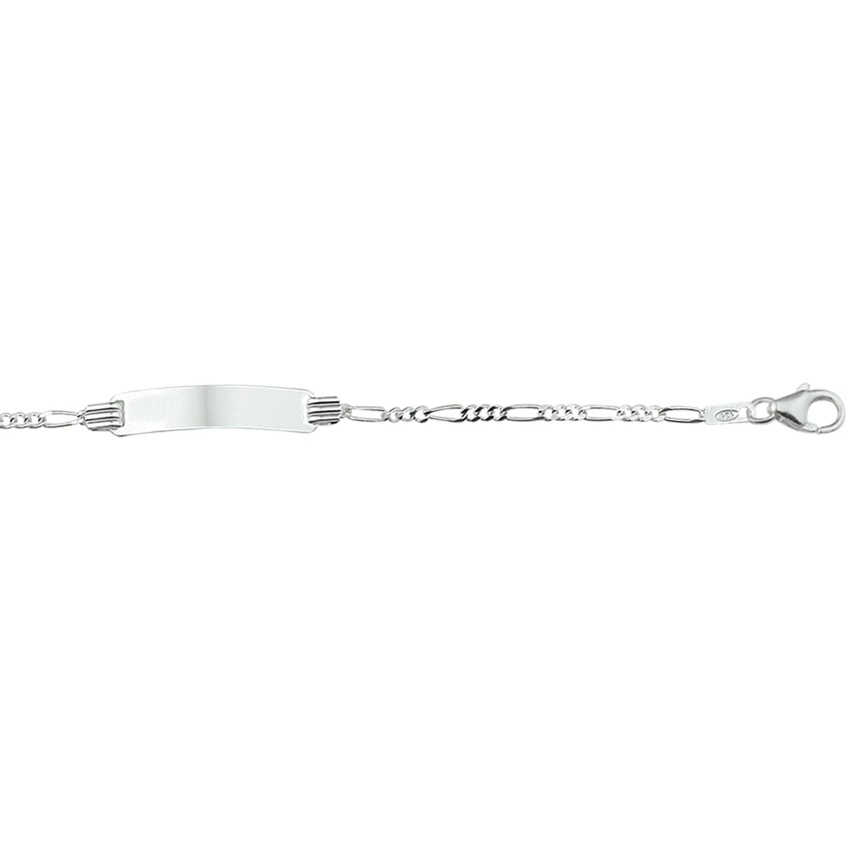 graveerarmband figaro plaat 4,8 mm zilver wit