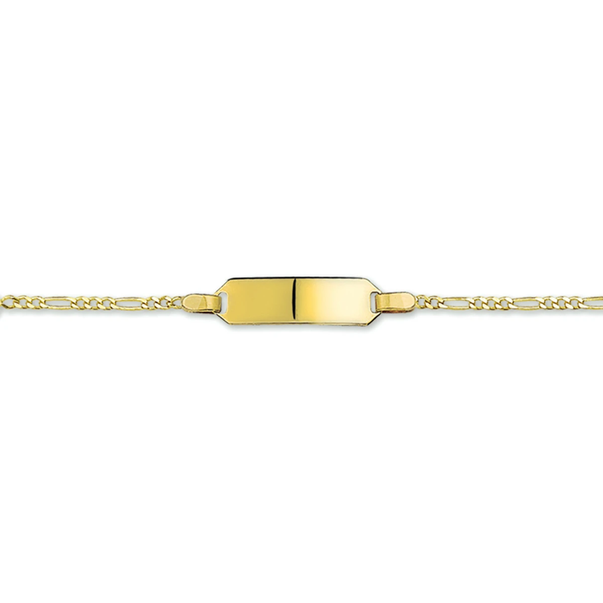 graveerarmband figaro plaat 5 mm 14K geelgoud