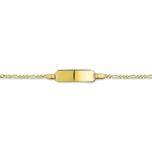 graveerarmband figaro plaat 5 mm 14K geelgoud