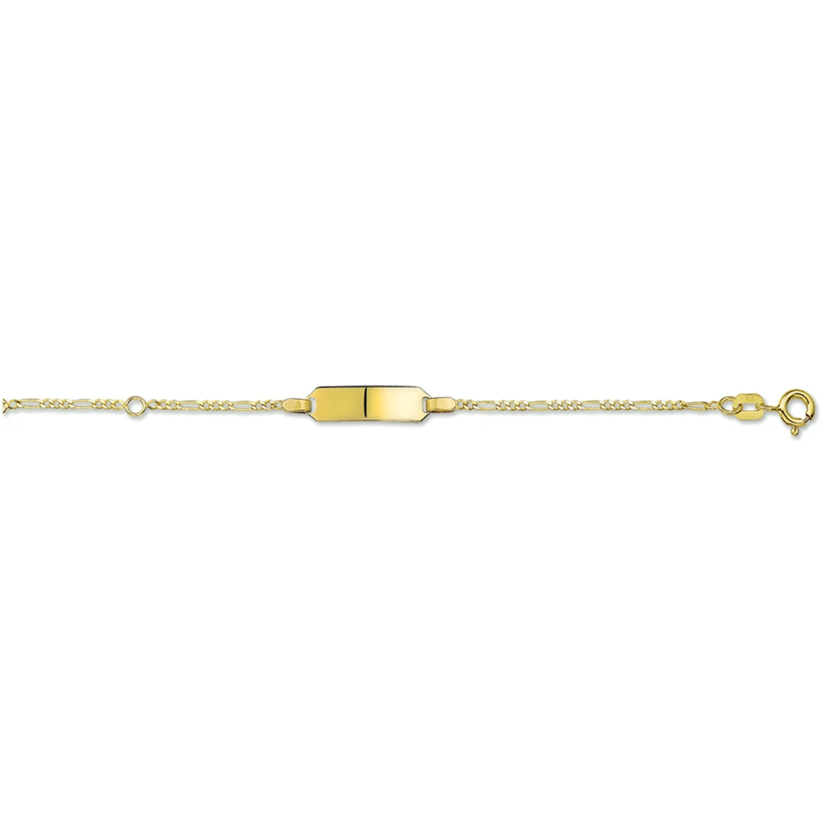 graveerarmband figaro plaat 5 mm 14K geelgoud