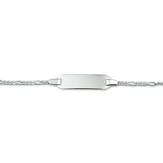 graveerarmband figaro plaat 5,0 mm zilver wit
