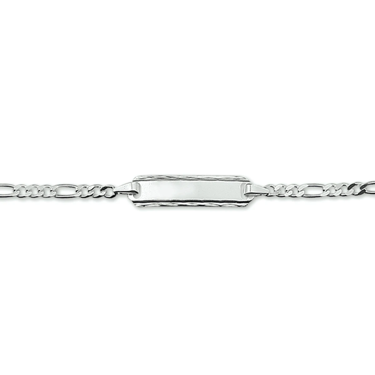 graveerarmband figaro plaat 5,0 mm zilver wit