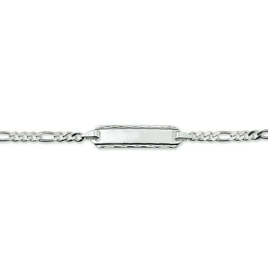 graveerarmband figaro plaat 5,0 mm zilver wit
