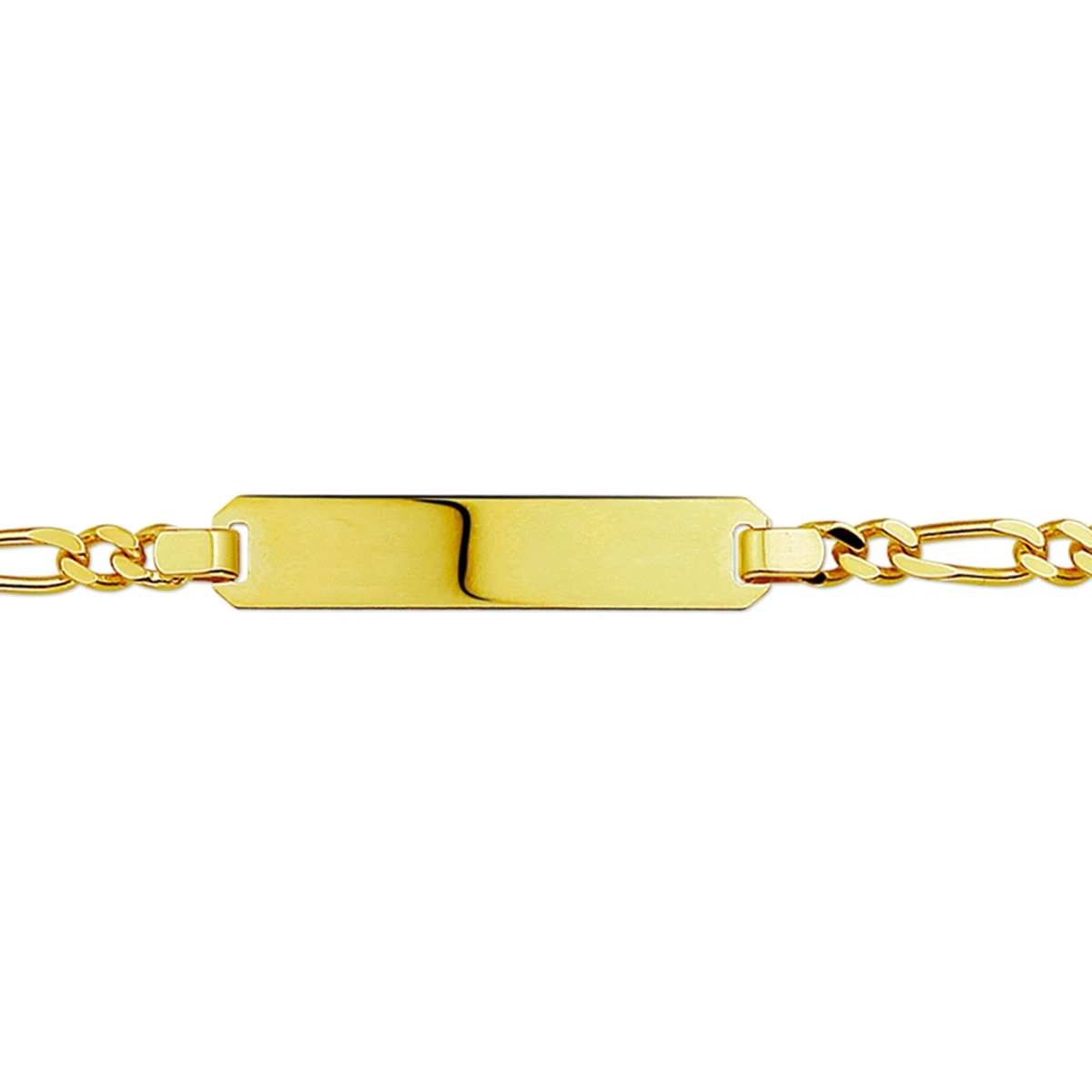 graveerarmband figaro plaat 6,0 mm 14K geelgoud