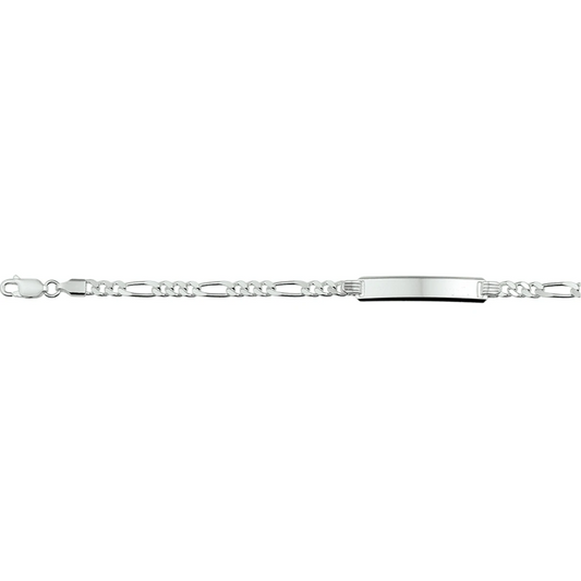 graveerarmband figaro plaat 6,0 mm zilver wit