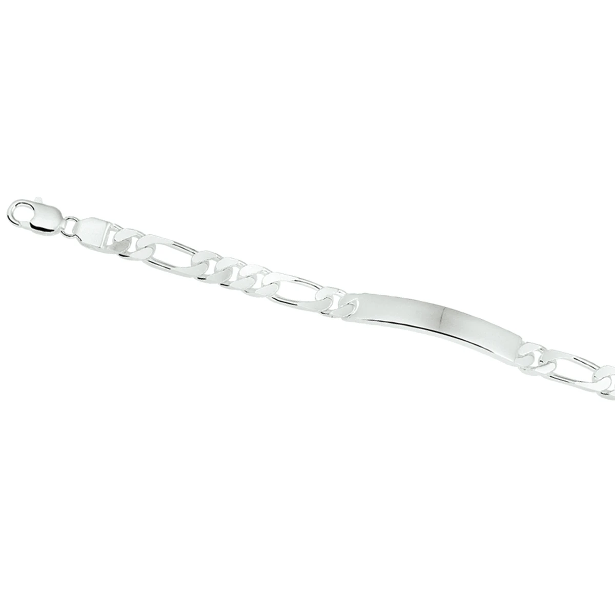 graveerarmband figaro plaat 7,6 mm 20 cm zilver wit