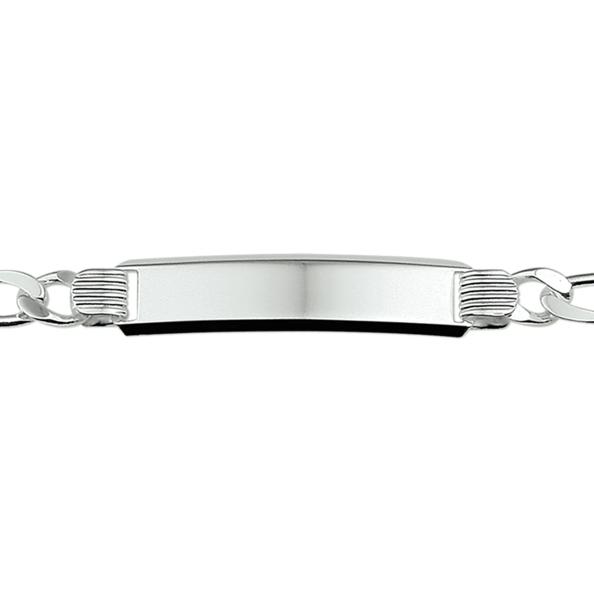 graveerarmband figaro plaat 8 mm 20 cm zilver wit