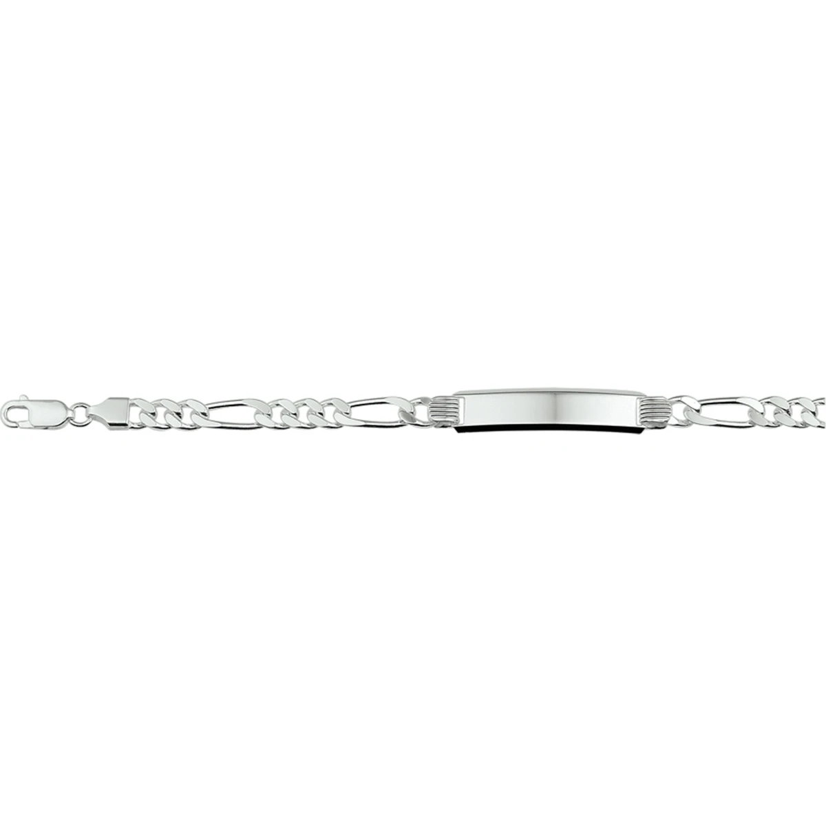 graveerarmband figaro plaat 8 mm 20 cm zilver wit