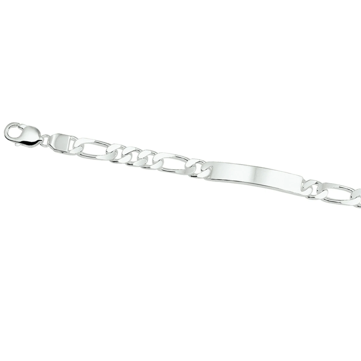 graveerarmband figaro plaat 8 mm 21 cm zilver wit