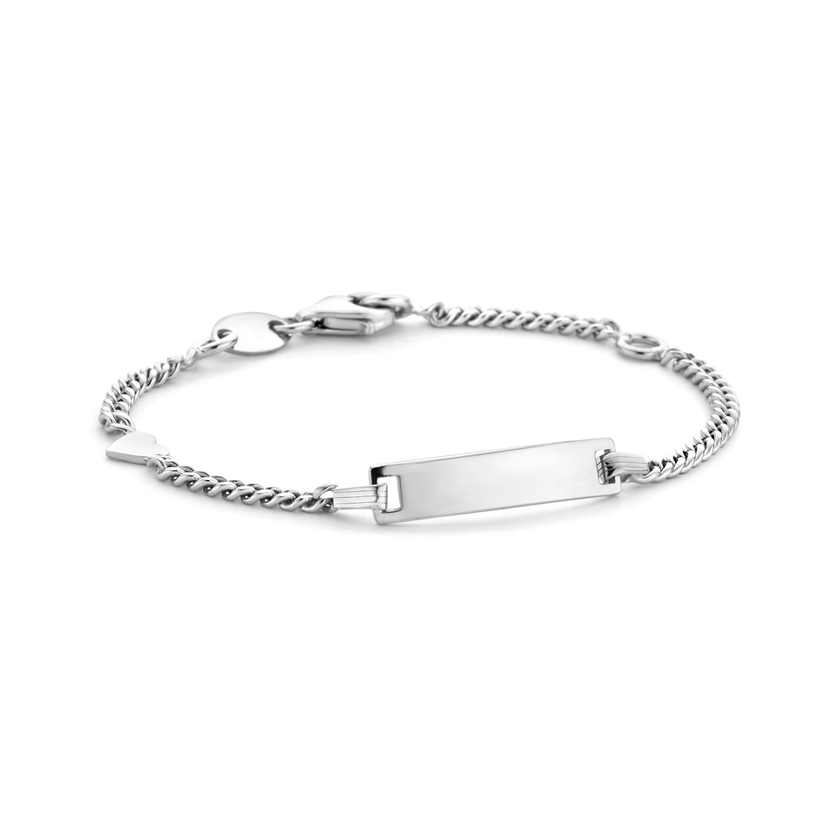graveerarmband gourmet plaat 4,2 mm 11 - 13 cm zilver gerhodineerd
