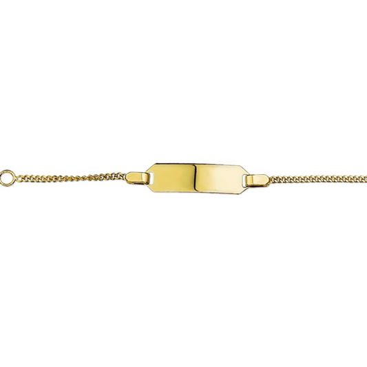 graveerarmband gourmette 4 zijdes geslepen plaat 5 mm 14K geelgoud