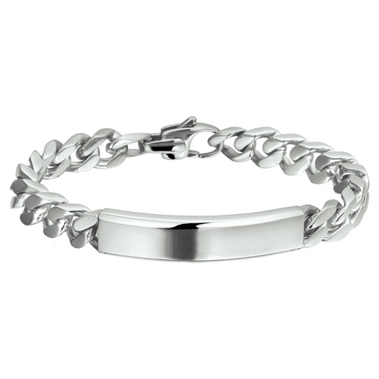 graveerarmband gourmet poli/mat plaat 11 mm 21 cm edelstaal