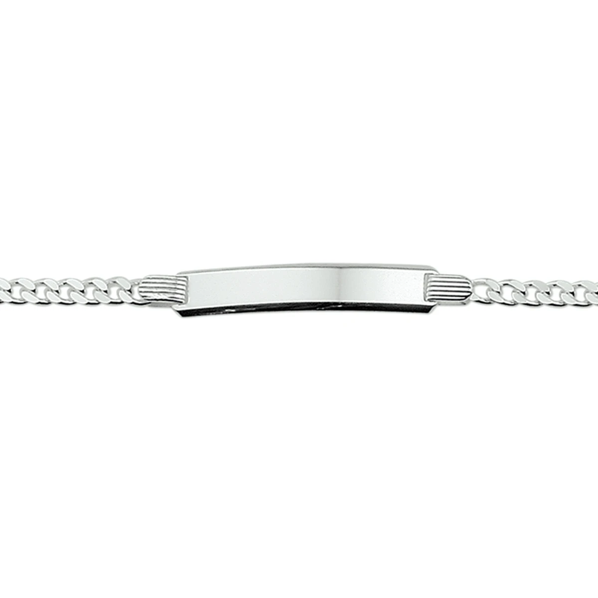 graveerarmband gourmette 4 zijdes geslepen 6 mm zilver wit