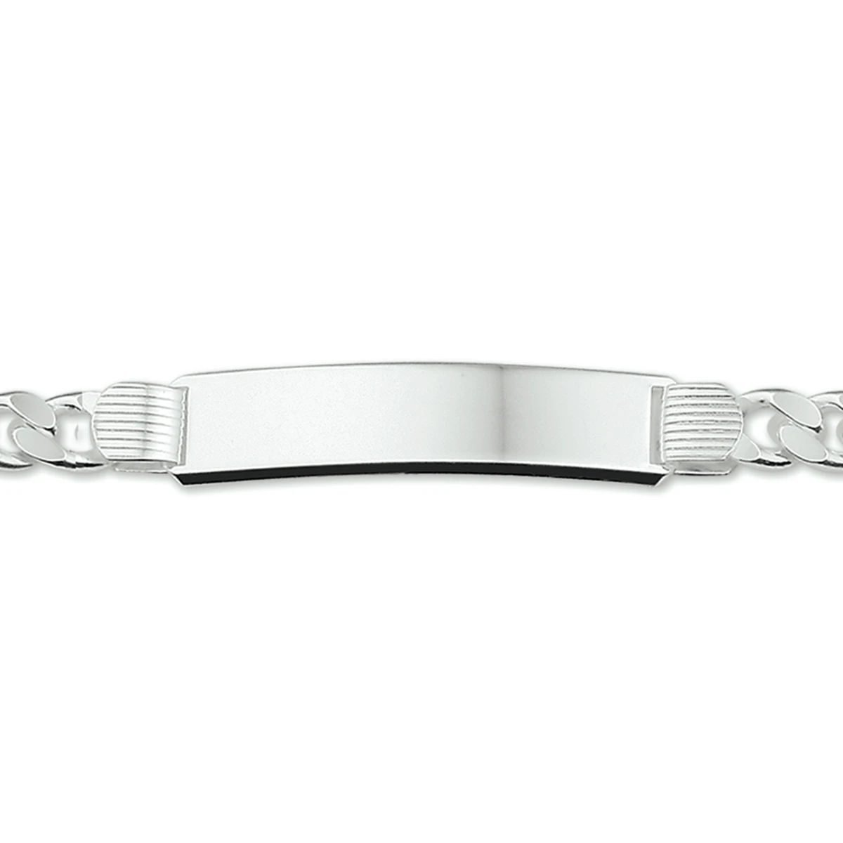 graveerarmband gourmette 4 zijdes geslepen plaat 10 mm 21 cm zilver wit