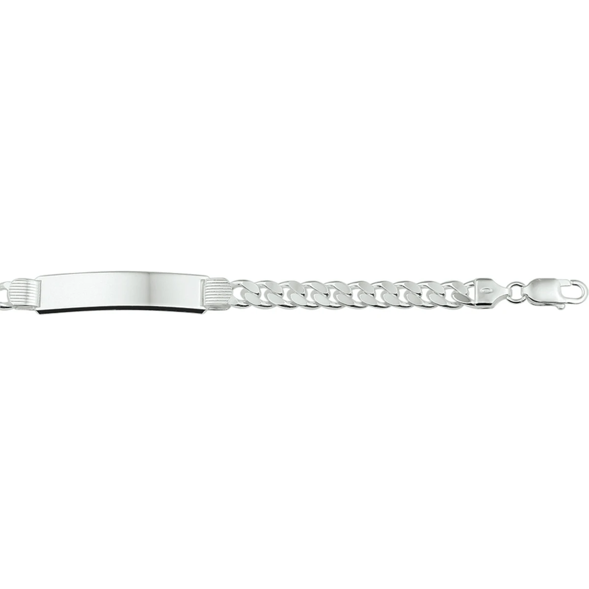 graveerarmband gourmette 4 zijdes geslepen plaat 10 mm 21 cm zilver wit