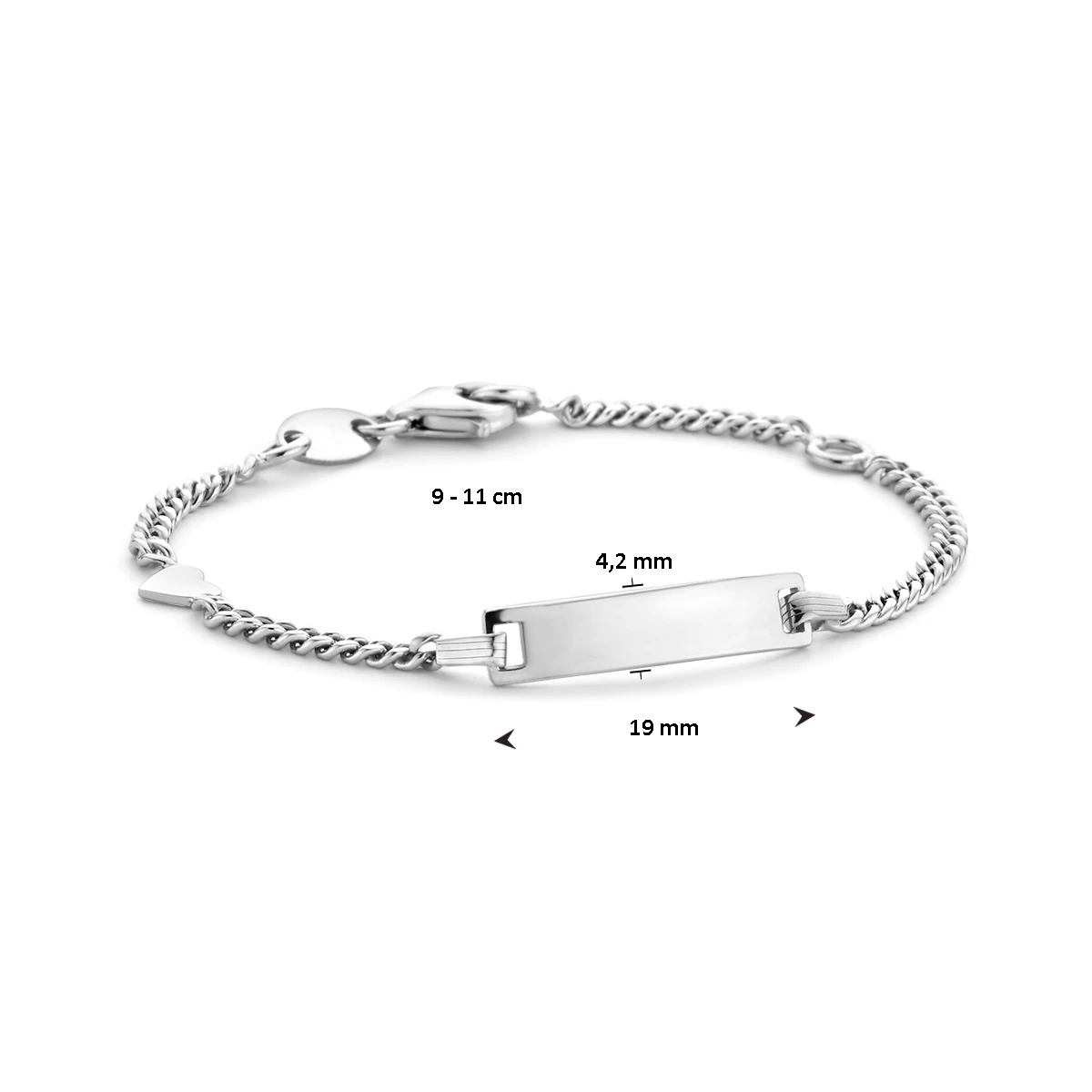 graveerarmband gourmette 4 zijdes geslepen plaat 4,2 mm zilver gerhodineerd