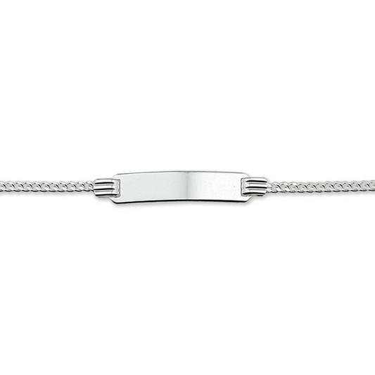 graveerarmband gourmette 4 zijdes geslepen plaat 4,8 mm zilver wit