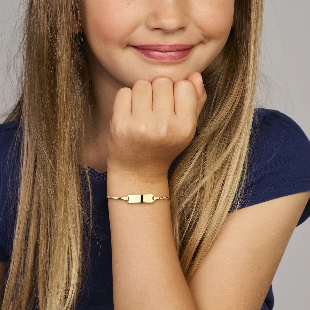 graveerarmband gourmette 4 zijdes geslepen plaat 5 mm 14K geelgoud