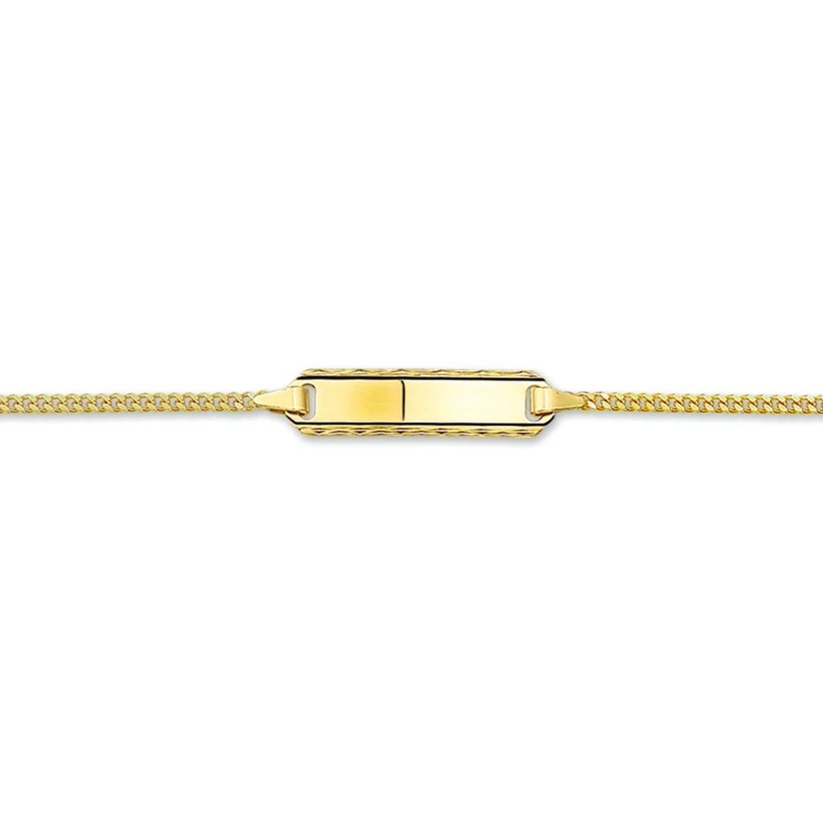 graveerarmband gourmette 4 zijdes geslepen plaat 5,0 mm 14K geelgoud