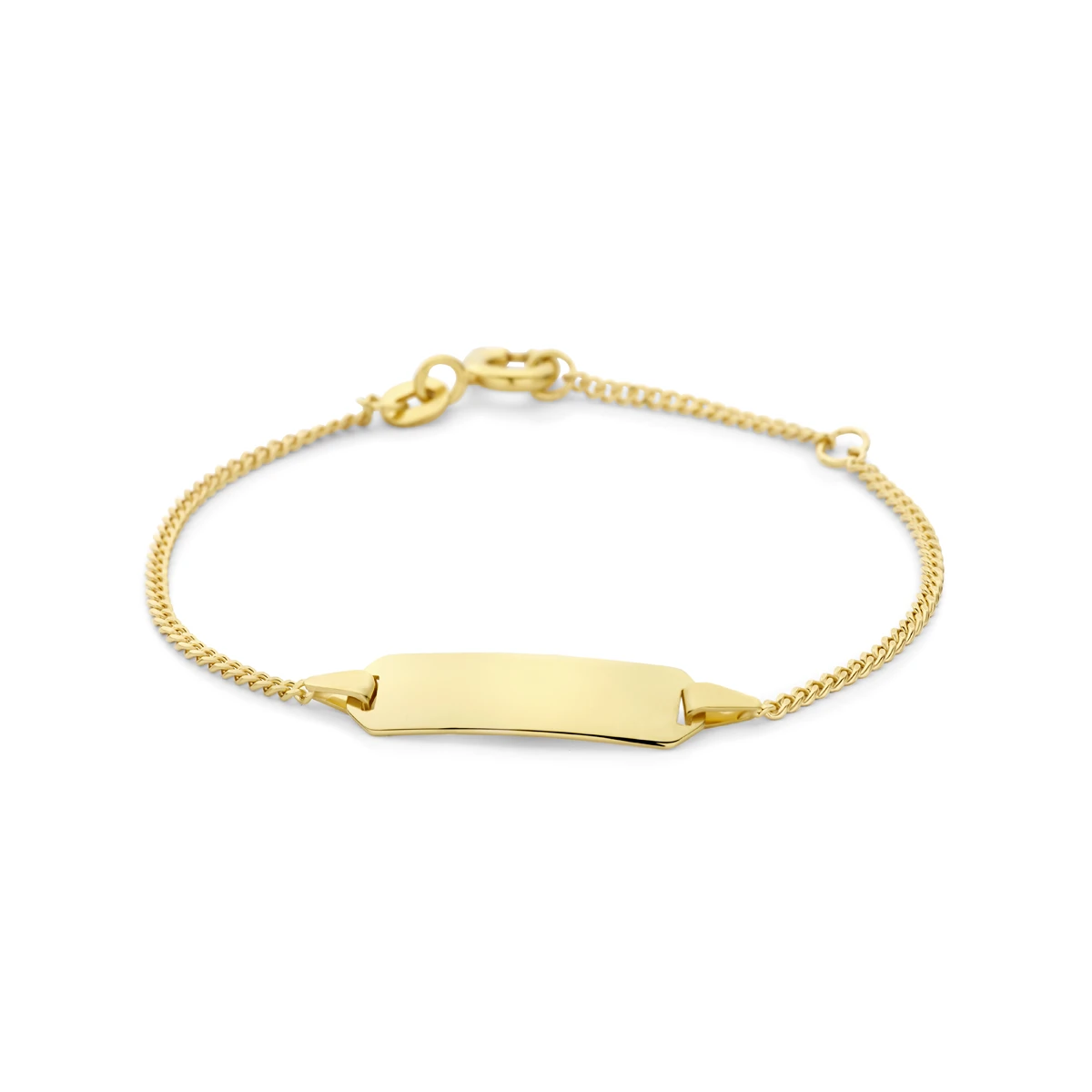 graveerarmband gourmette 4 zijdes geslepen plaat 5,0 mm 14K geelgoud