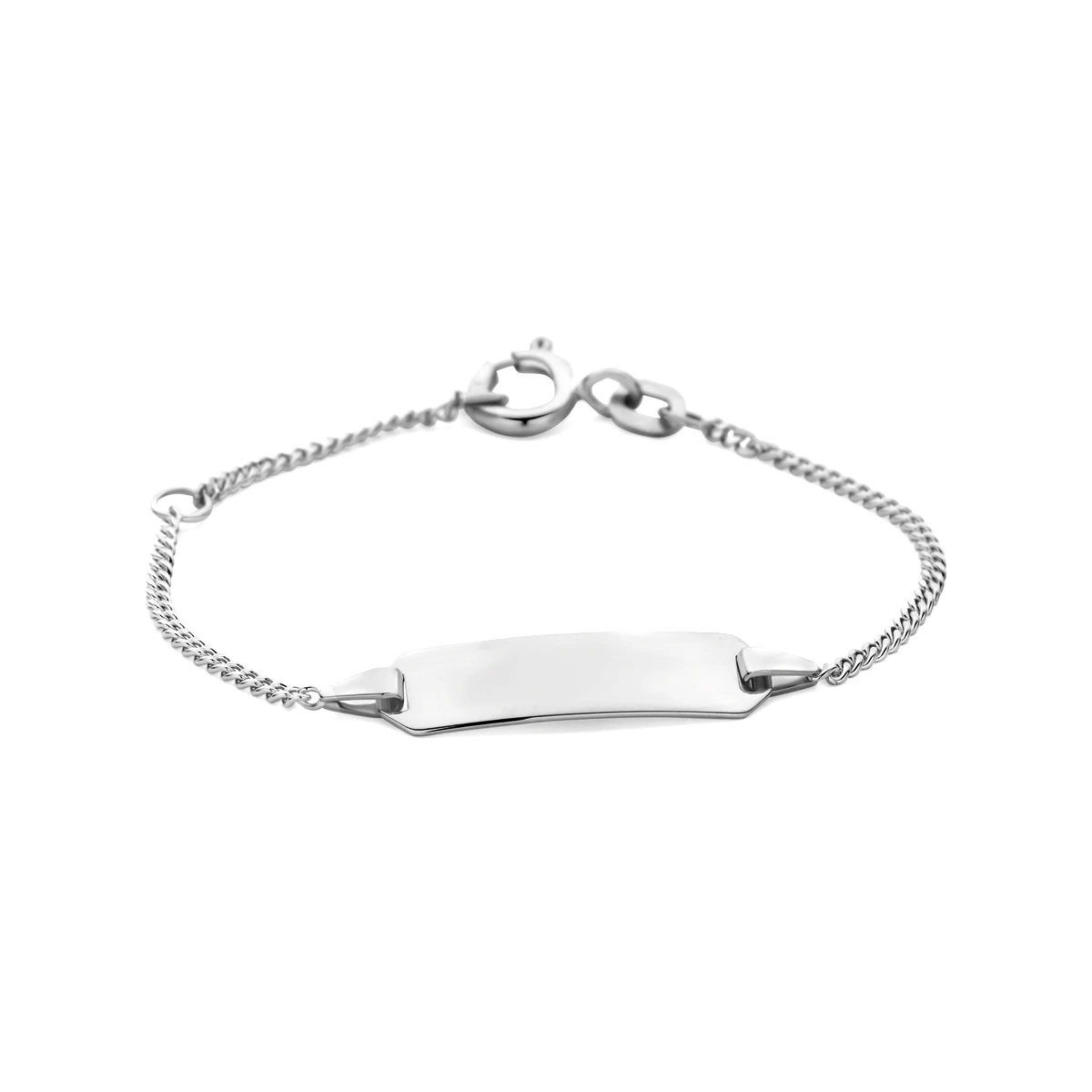 graveerarmband gourmette 4 zijdes geslepen plaat 5,0 mm 14K witgoud