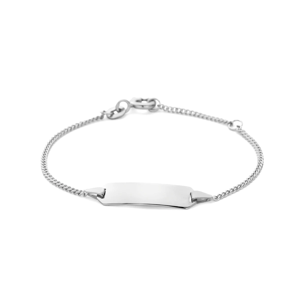 graveerarmband gourmette 4 zijdes geslepen plaat 5,0 mm 14K witgoud