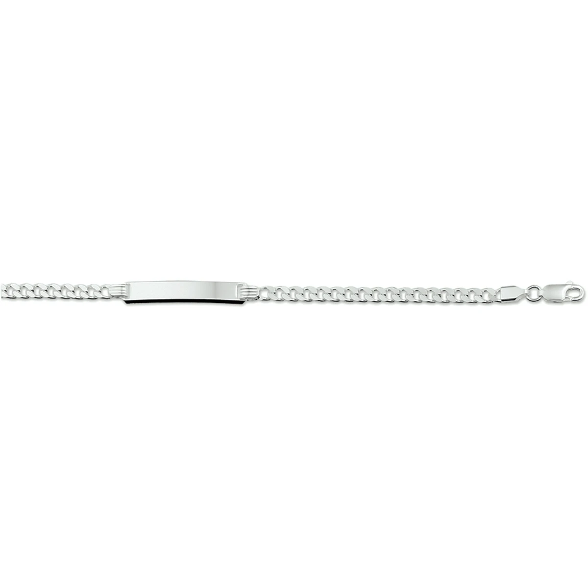 graveerarmband gourmette 4 zijdes geslepen plaat 6 mm 19 cm zilver wit