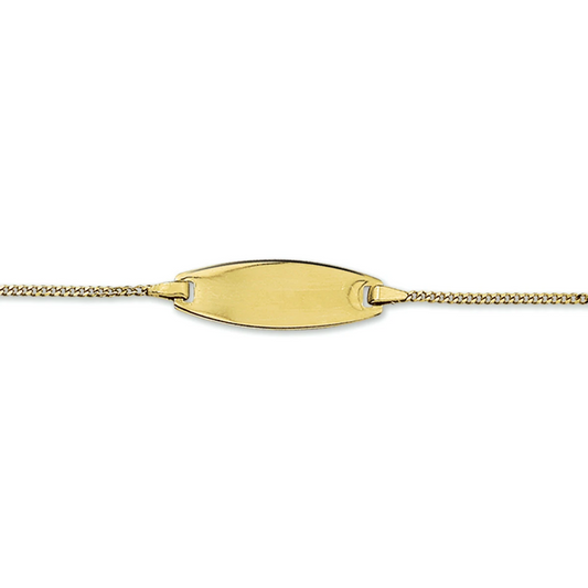 graveerarmband gourmette 4 zijdes geslepen plaat 7,5 mm 14K geelgoud