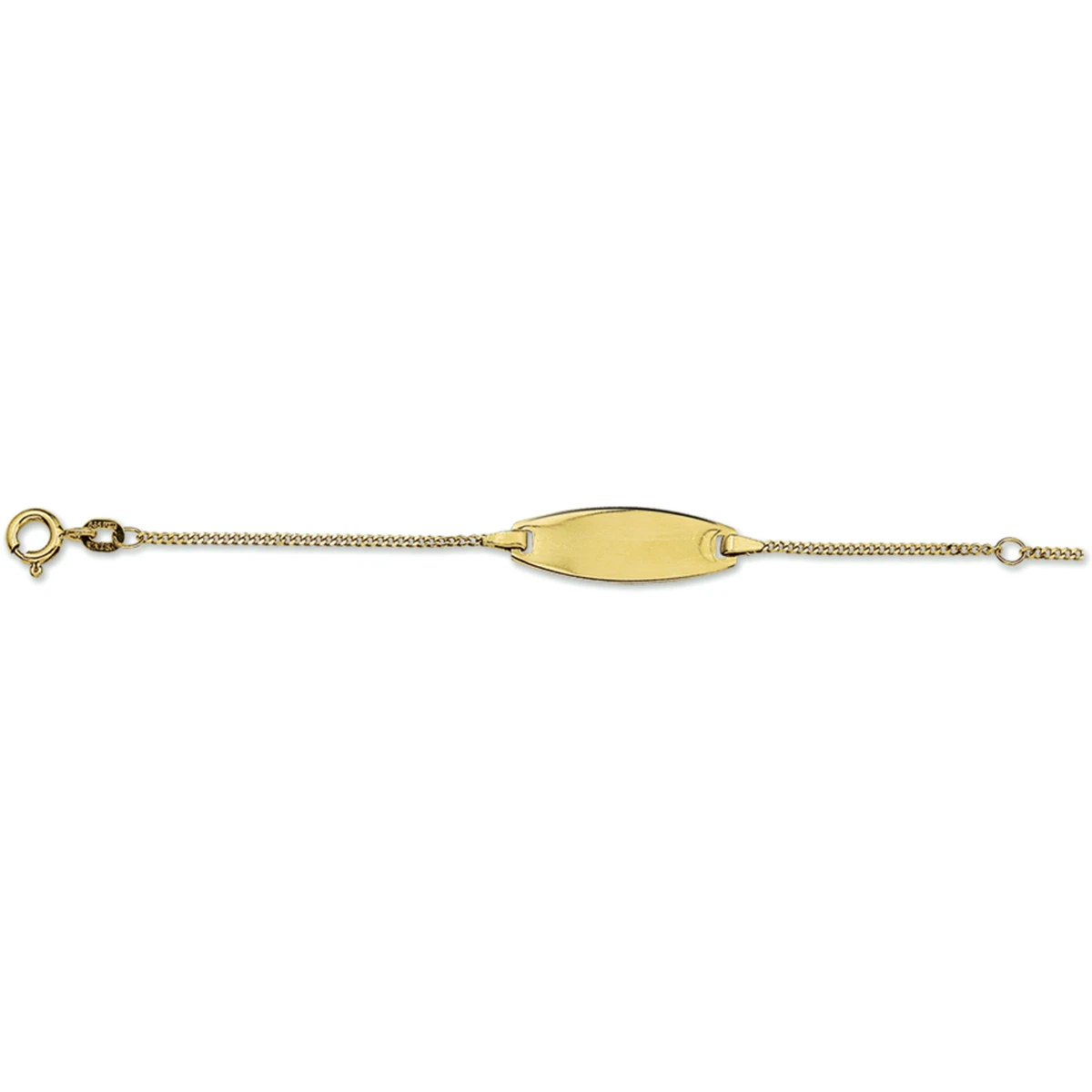 graveerarmband gourmette 4 zijdes geslepen plaat 7,5 mm 14K geelgoud