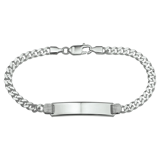 graveerarmband gourmette 4 zijdes geslepen plaat 8 mm 20 cm zilver gerhodineerd