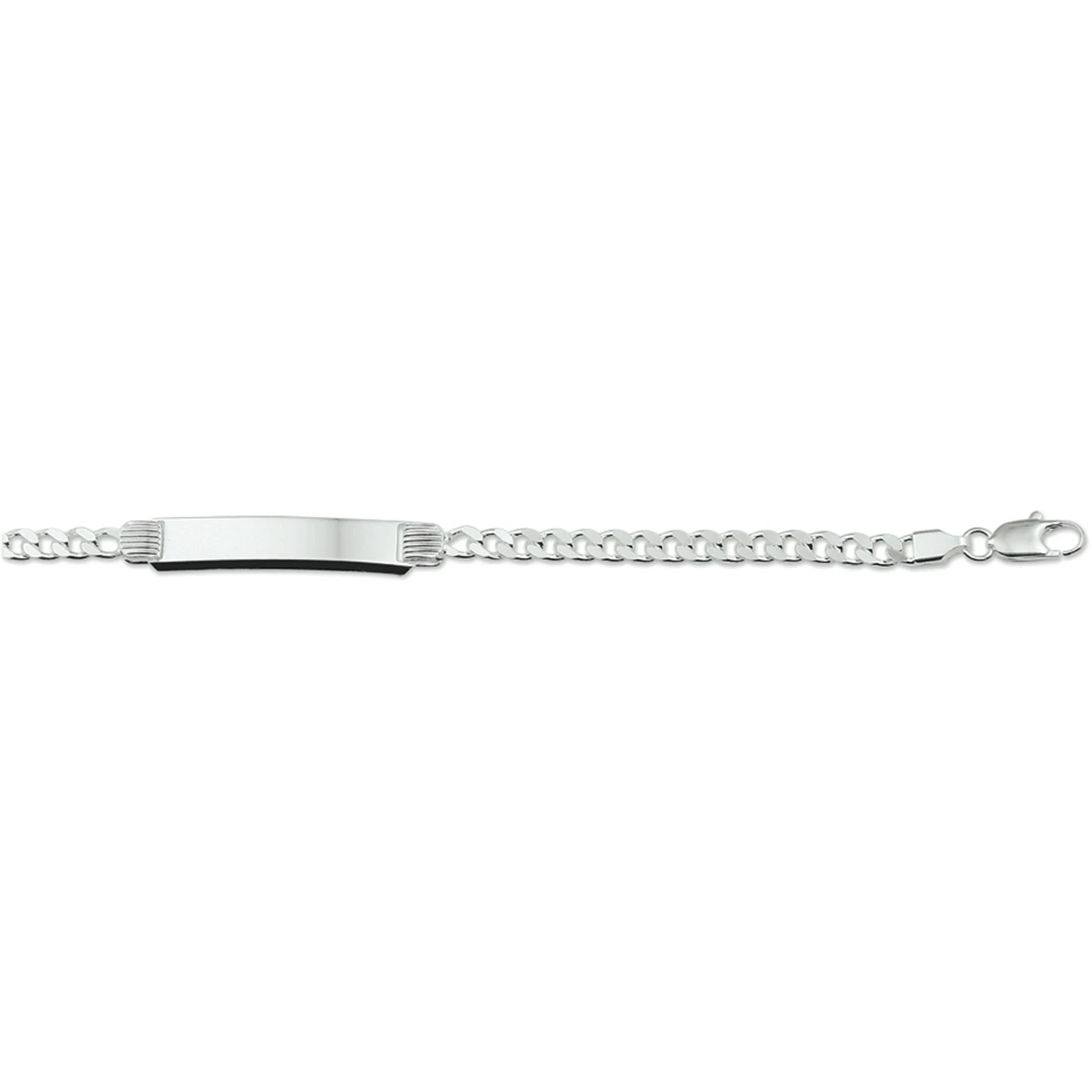 graveerarmband gourmette 4 zijdes geslepen plaat 8 mm 20 cm zilver wit