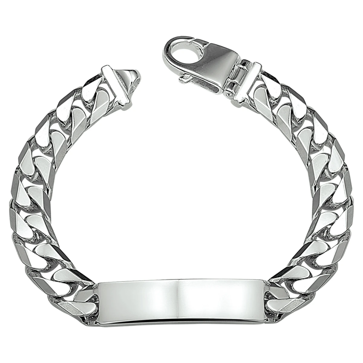 graveerarmband gourmette 6 zijdes geslepen plaat 11 mm zilver wit