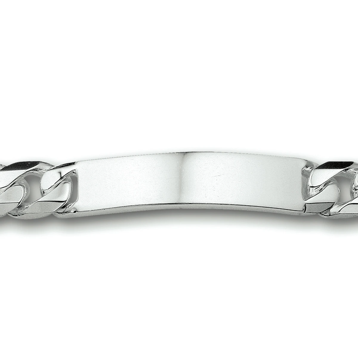 graveerarmband gourmette 6 zijdes geslepen plaat 11 mm zilver wit
