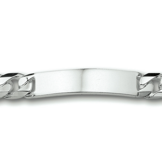 graveerarmband gourmette 6 zijdes geslepen plaat 11 mm zilver wit