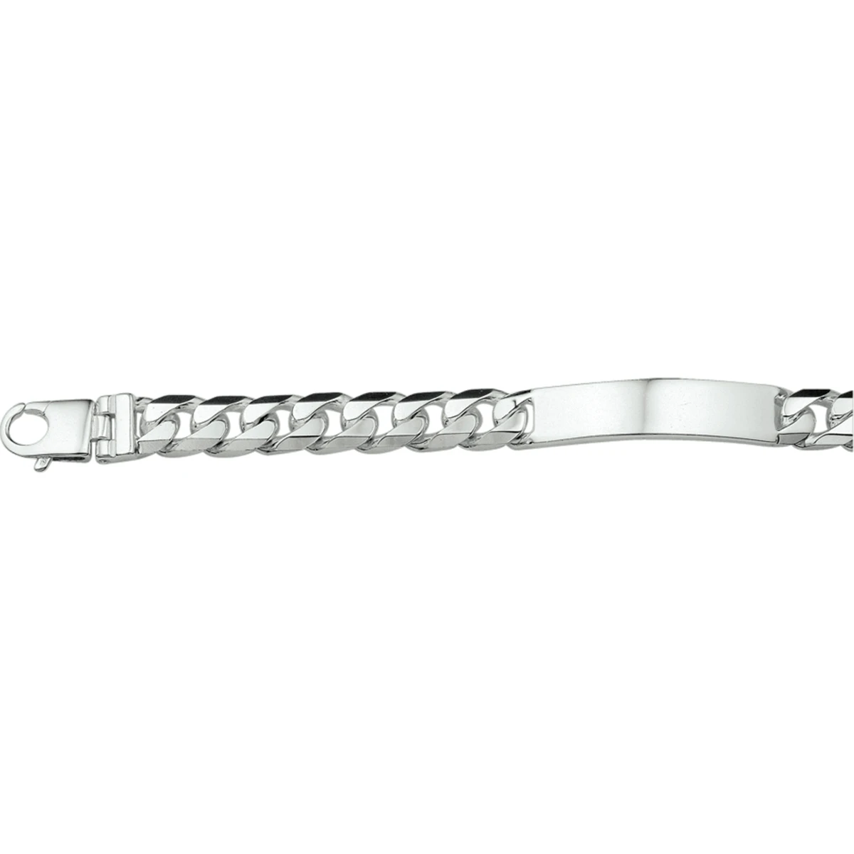 graveerarmband gourmette 6 zijdes geslepen plaat 11 mm zilver wit
