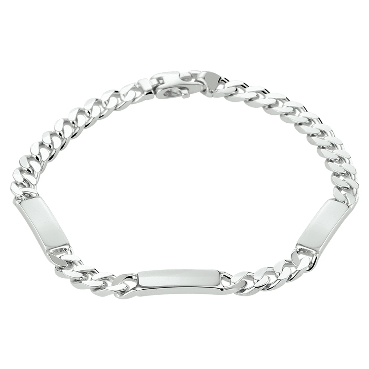 graveerarmband gourmette 6 zijdes geslepen plaat 5,0 mm zilver gerhodineerd
