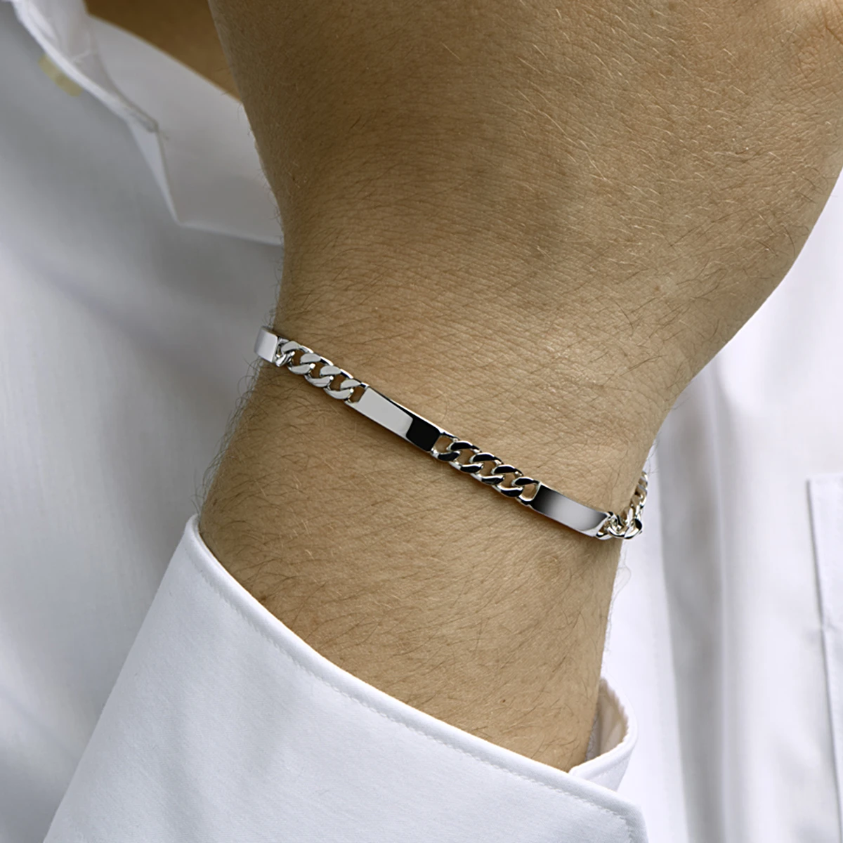 graveerarmband gourmette 6 zijdes geslepen plaat 5,0 mm zilver gerhodineerd