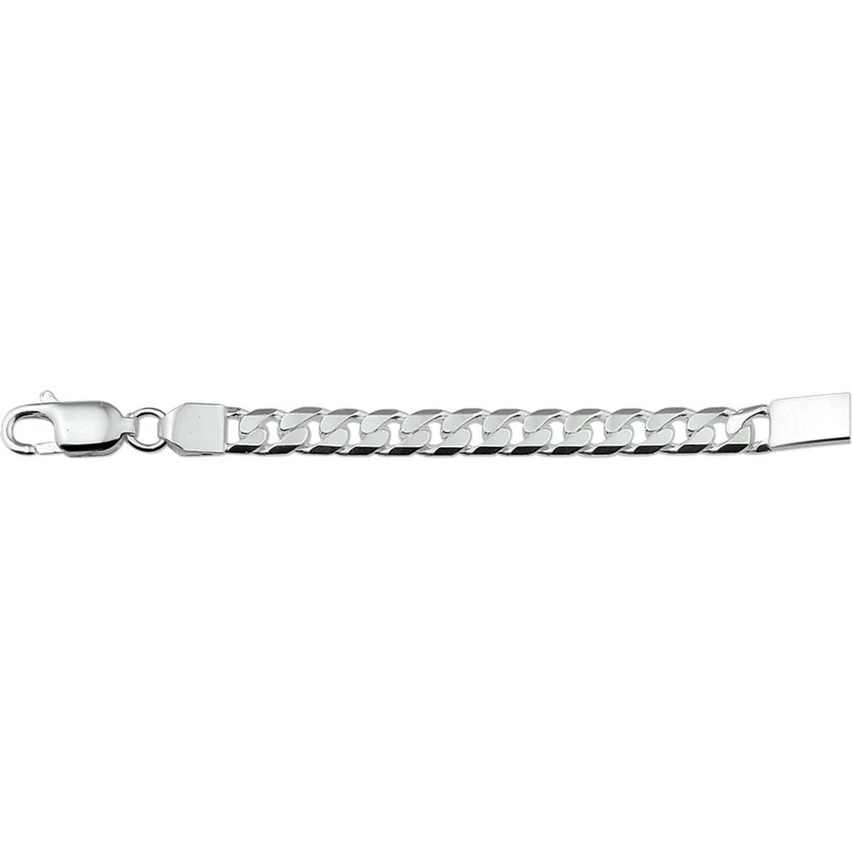 graveerarmband gourmette 6 zijdes geslepen plaat 6,0 mm zilver wit
