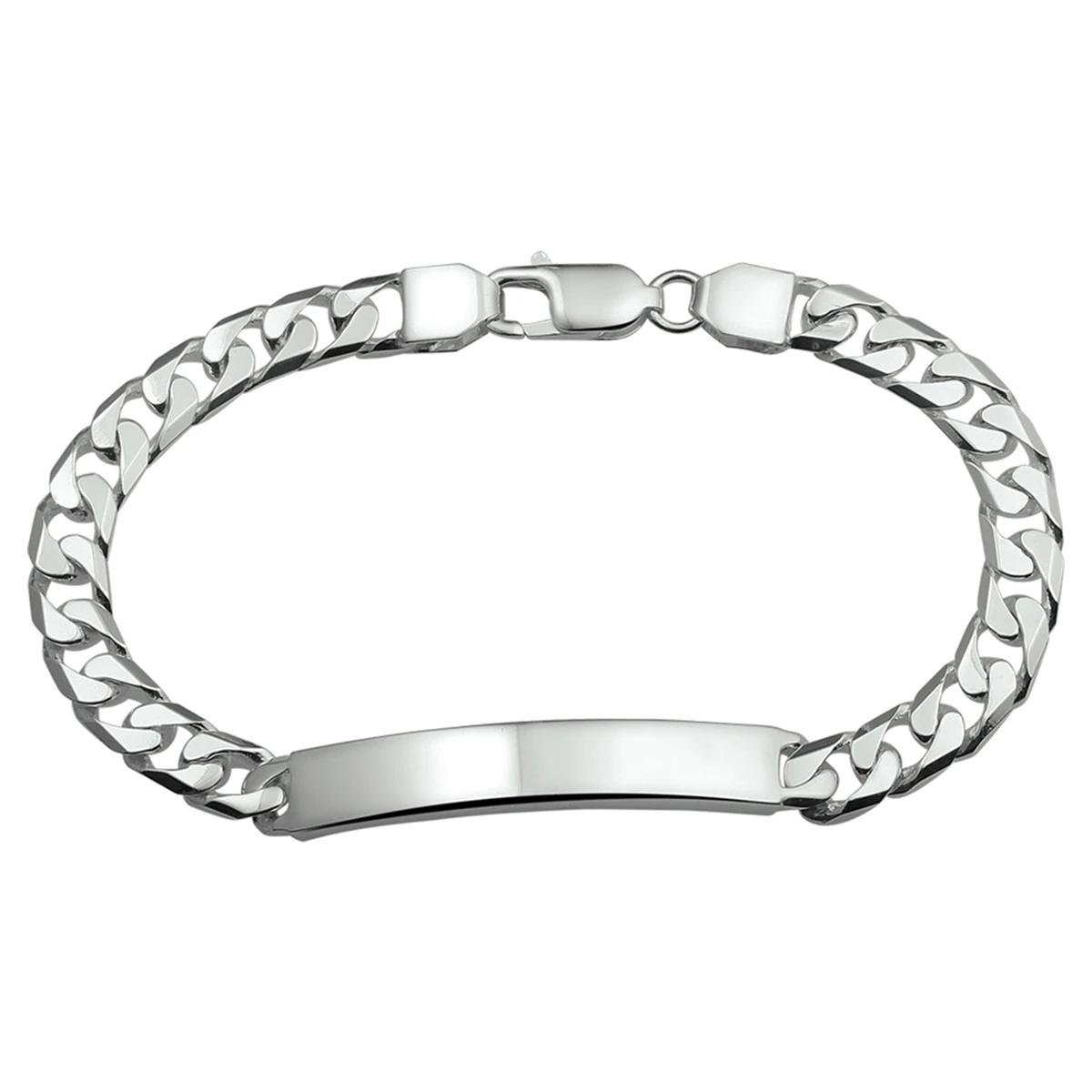 graveerarmband gourmette 6 zijdes geslepen plaat 6,0 mm zilver wit