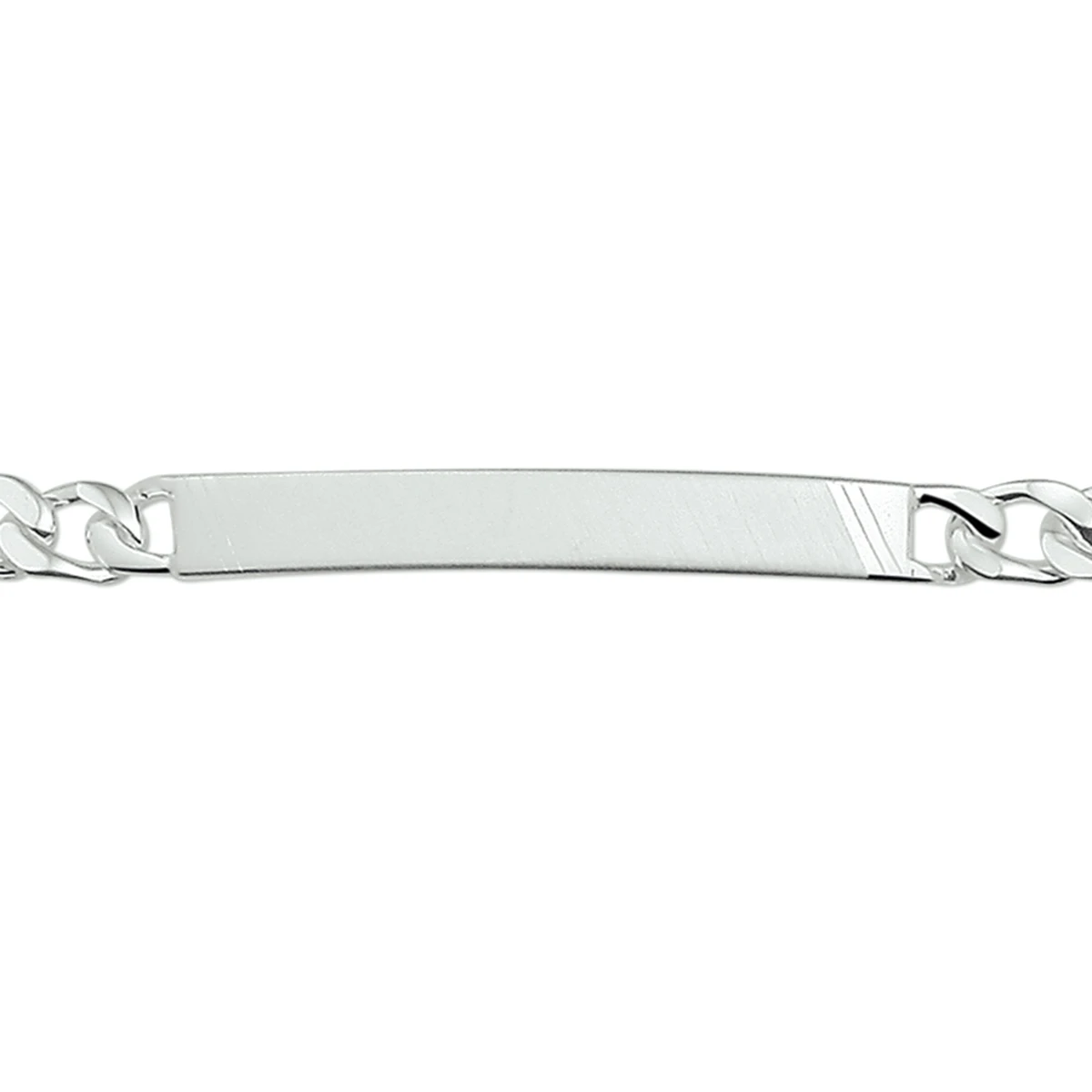 graveerarmband gourmette 6 zijdes geslepen plaat 6,0 mm zilver wit