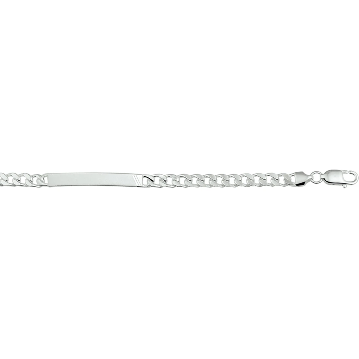 graveerarmband gourmette 6 zijdes geslepen plaat 6,0 mm zilver wit