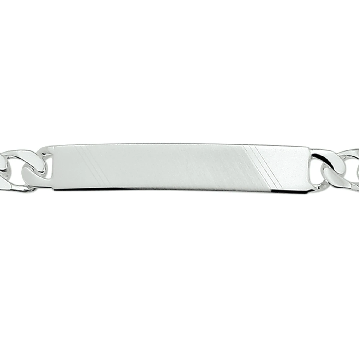 graveerarmband gourmette 6 zijdes geslepen plaat 7 mm 21 cm zilver wit