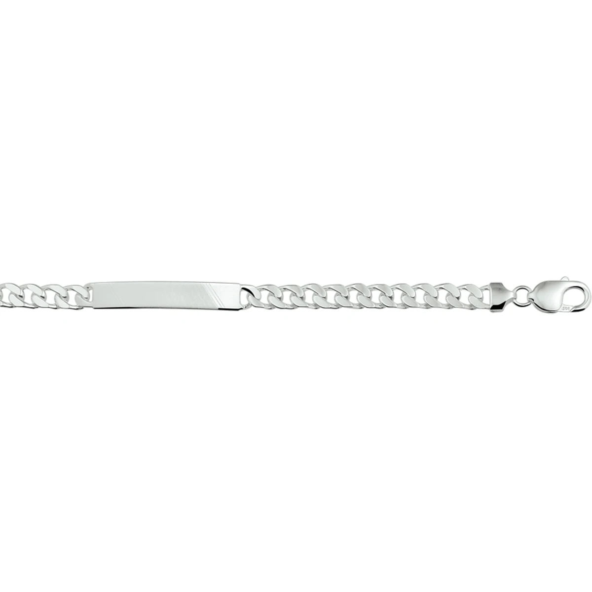 graveerarmband gourmette 6 zijdes geslepen plaat 7 mm 21 cm zilver wit