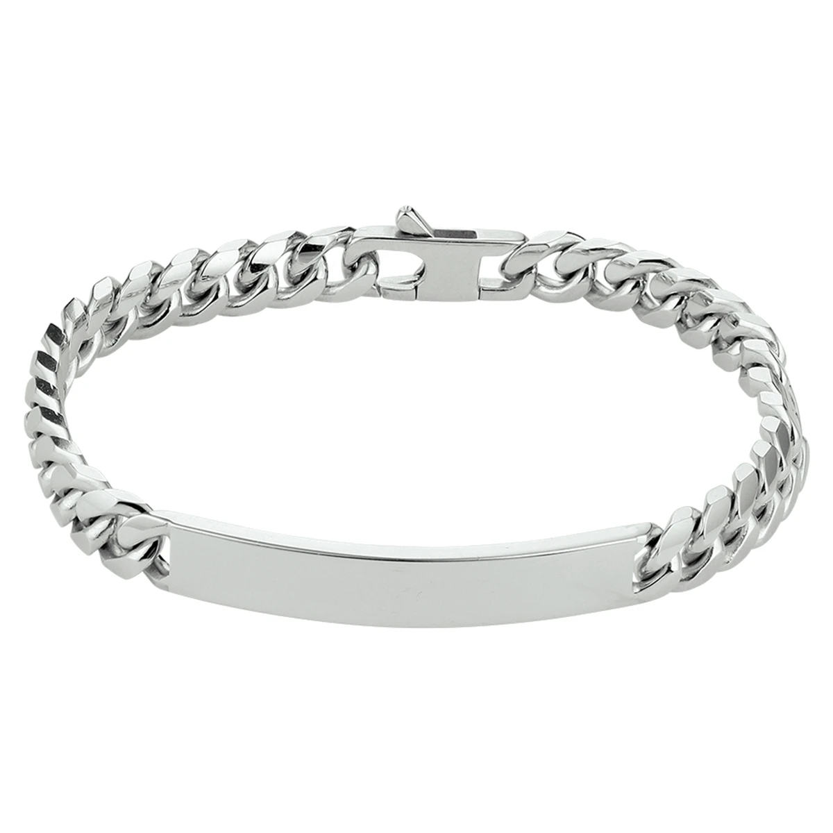 graveerarmband gourmette 6 zijdes geslepen plaat 7,0 mm 20,5 cm zilver gerhodineerd